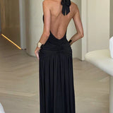 Bellisia - Backless Knot Slit Maxi Dress