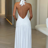 Bellisia - Backless Knot Slit Maxi Dress