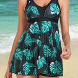 Mesh Print Short Tankini Two Piece Set