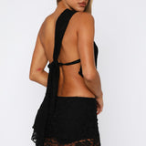 It's A Love Story Lace Mini Skort Black