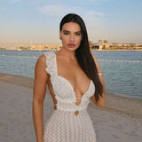 Muriel Ruffle Cut-out Knit Maxi Dress