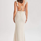 Muriel Ruffle Cut-out Knit Maxi Dress