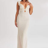 Muriel Ruffle Cut-out Knit Maxi Dress
