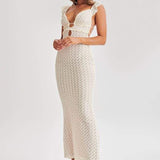 Muriel Ruffle Cut-out Knit Maxi Dress