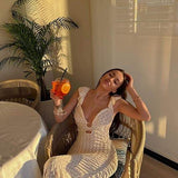 Muriel Ruffle Cut-out Knit Maxi Dress