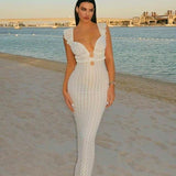 Muriel Ruffle Cut-out Knit Maxi Dress