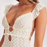Muriel Ruffle Cut-out Knit Maxi Dress