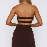 Keep Falling Strapless Mini Dress Chocolate
