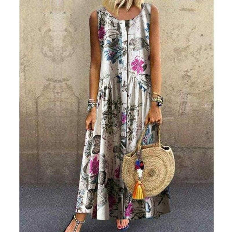 New Women's Boho Sleeveless Summer Dress