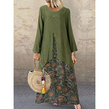New Women's Peasant Ethnic Boho Long Shirt Vest Dress Summer Casual Long Sleeve Loose Kaftan Maxi Dress Sundress Plus Size