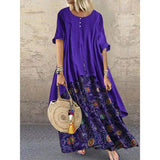 New Women's Peasant Ethnic Boho Long Shirt Vest Dress Summer Casual Long Sleeve Loose Kaftan Maxi Dress Sundress Plus Size