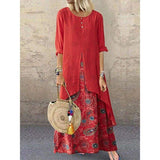 New Women's Peasant Ethnic Boho Long Shirt Vest Dress Summer Casual Long Sleeve Loose Kaftan Maxi Dress Sundress Plus Size