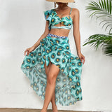 One Shoulder Ruffle Cover Up Two Piece Set