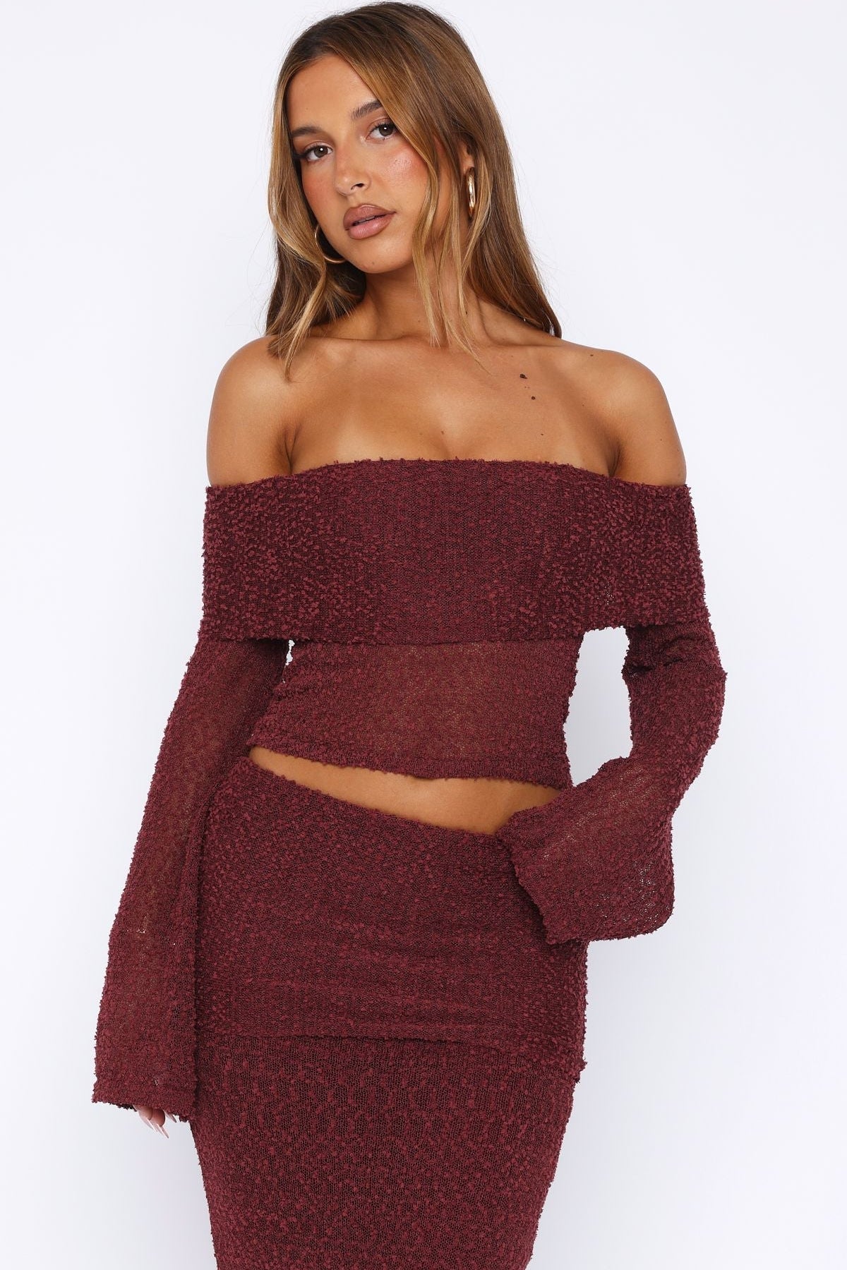In Too Deep Long Sleeve Knit Top Burgundy