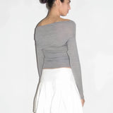 Paloma Wool One-line Neckline Off-the-shoulder Long-sleeved Slim-Fit Sweater