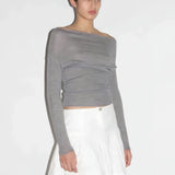 Paloma Wool One-line Neckline Off-the-shoulder Long-sleeved Slim-Fit Sweater