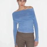 Paloma Wool One-line Neckline Off-the-shoulder Long-sleeved Slim-Fit Sweater