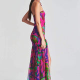 Pam Printed Strapless Slit Maxi Dress