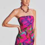 Pam Printed Strapless Slit Maxi Dress