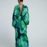 Pamela Printed Plisse Maxi Kaften Dress