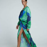 Pamela Printed Plisse Maxi Kaften Dress