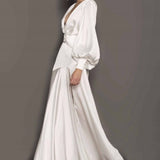 Phoebe V-neck Belted Slit Maxi Dress
