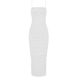 Pleated Suspender Skirt Women Long Lace Dress