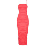 Pleated Suspender Skirt Women Long Lace Dress