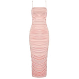 Pleated Suspender Skirt Women Long Lace Dress
