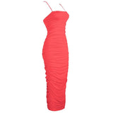 Pleated Suspender Skirt Women Long Lace Dress