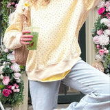 Polka Dot Cute Crew Neck Pull-On Sweatshirt