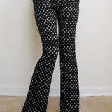 Polka Dot Vintage Off-Shoulder Long Sleeve Flare Two Piece Set