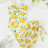 Print Strapped Push up Two Piece Set