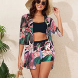 Printed High Waist Monokini Two Piece Set