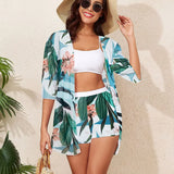 Printed High Waist Monokini Two Piece Set