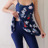 Printed Knee Shorts Tankini Two Piece Set