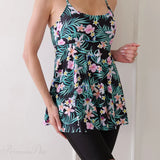 Printed Knee Shorts Tankini Two Piece Set