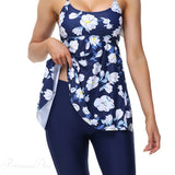 Printed Knee Shorts Tankini Two Piece Set