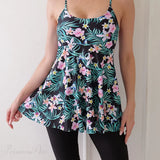 Printed Knee Shorts Tankini Two Piece Set