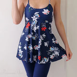 Printed Knee Shorts Tankini Two Piece Set