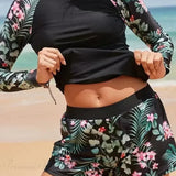Printed Long Sleeve Surf Two Piece Set