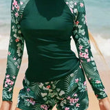 Printed Long Sleeve Surf Two Piece Set
