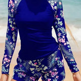 Printed Long Sleeve Surf Two Piece Set