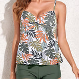 Printed Strap High Waist Two Piece Set