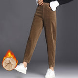 Women Winter Thick Lambskin Cashmere Pants Warm Female Casual Cotton Pants Loose Harlan Long Trousers Plus Size S-3XL