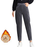 Women Winter Thick Lambskin Cashmere Pants Warm Female Casual Cotton Pants Loose Harlan Long Trousers Plus Size S-3XL