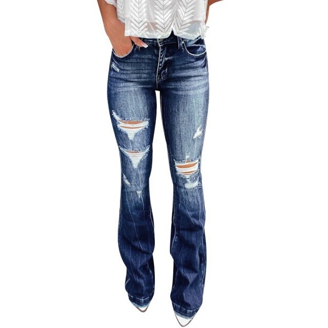 Flare Jeans Pants Women Vintage Denim Ladies Jeans Women High Waist Fashion Stretch Pocket Trousers Wide Leg Jeans Plus Size