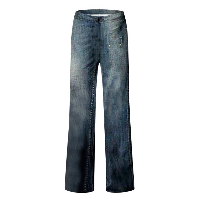 Woman Stripe Flower Printed Skinny Trousers Casual Pants