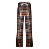 Woman Stripe Flower Printed Skinny Trousers Casual Pants