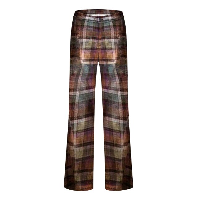 Woman Stripe Flower Printed Skinny Trousers Casual Pants